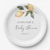 Elegante waterverf citroentje babyshower papieren bordje (Voorkant)