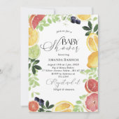 Elegante Waterverf Citrus baby shower Kaart (Voorkant)