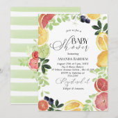 Elegante Waterverf Citrus baby shower Kaart (Voorkant / Achterkant)