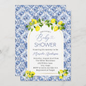 Elegante Waterverf Citrus Lemon Baby shower Kaart (Voorkant / Achterkant)