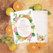 Elegante Waterverf Citrus Pink Flowers Baby Show