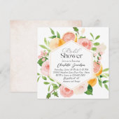 Elegante Waterverf Citrus Pink Flowers Bruids Show Kaart (Voorkant / Achterkant)