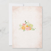 Elegante Waterverf Citrus Pink Flowers Bruidswinke Kaart (Achterkant)