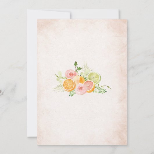 Elegante Waterverf Citrus Pink Flowers bruidswinke Kaart (Achterkant)