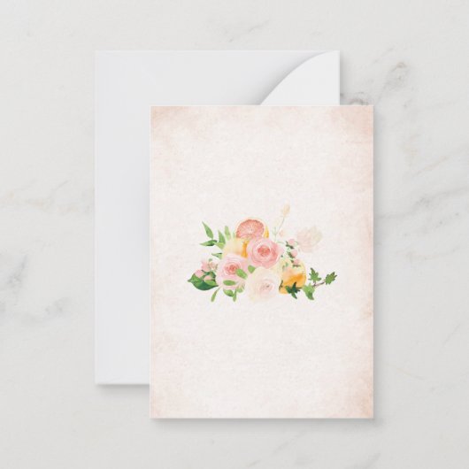 Elegante Waterverf Citrus Pink Flowers Dank u Notitiekaartje (Achterkant)