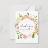 Elegante Waterverf Citrus Pink Flowers Dank u Notitiekaartje (Voorkant)