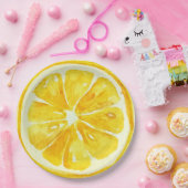 Elegante waterverf citrus Verjaardagsfeest geel Papieren Bordje (Feest)