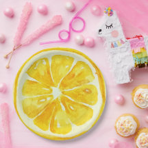 Elegante waterverf citrus Verjaardagsfeest geel