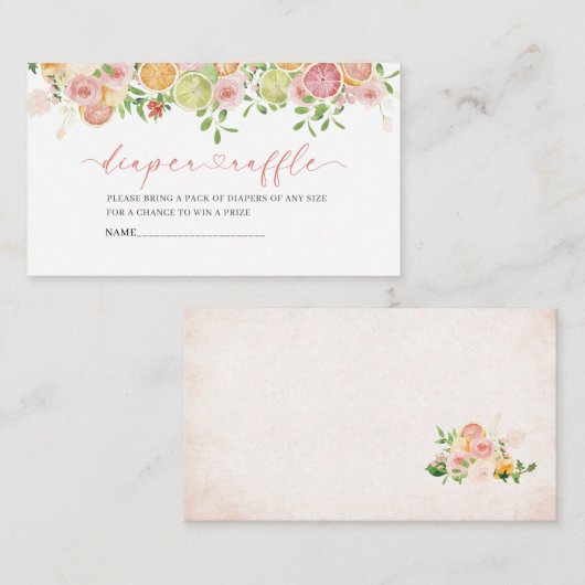 Elegante Waterverf Citrys Pink Flowers baby show Informatiekaartje (Voorkant / Achterkant)