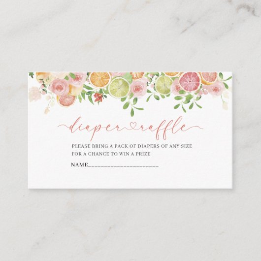Elegante Waterverf Citrys Pink Flowers baby show Informatiekaartje (Voorkant)