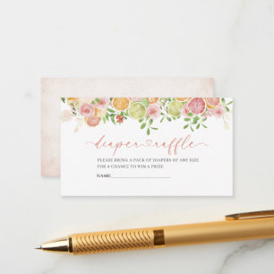 Elegante Waterverf Citrys Pink Flowers baby show Informatiekaartje