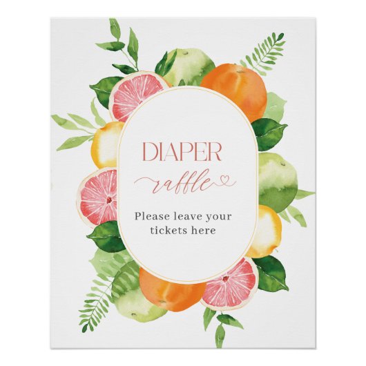 Elegante Waterverf Citrys Pink Flowers baby show Perfect Poster (Voorkant)