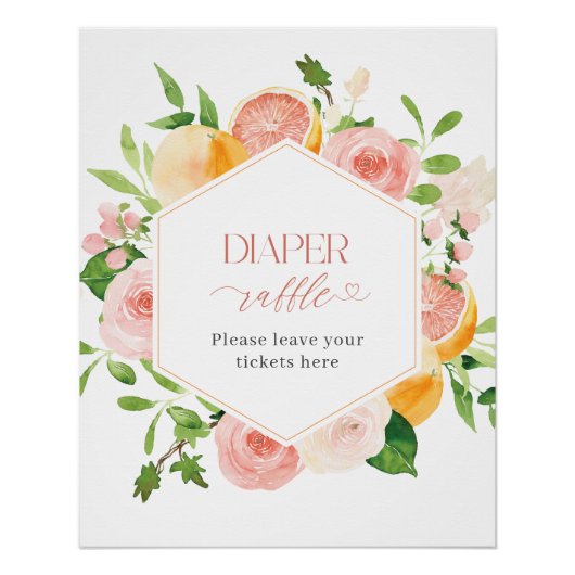 Elegante Waterverf Citrys Pink Flowers baby show Perfect Poster (Voorkant)