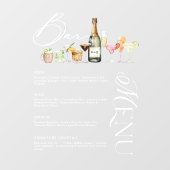 Elegante Waterverf Cocktail Wedding Bar Menu Cling Raamsticker (Vel)