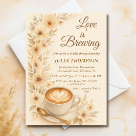 Elegante Waterverf Coffee Bridal Shower Invitation Kaart