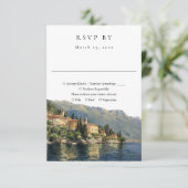 Elegante Waterverf Comomeer Italië bruiloft RSVP Kaartje (Staand voorkant)