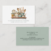 Elegante Waterverf Cook's Table Chef Cateraar Visitekaartje (Voorkant / Achterkant)