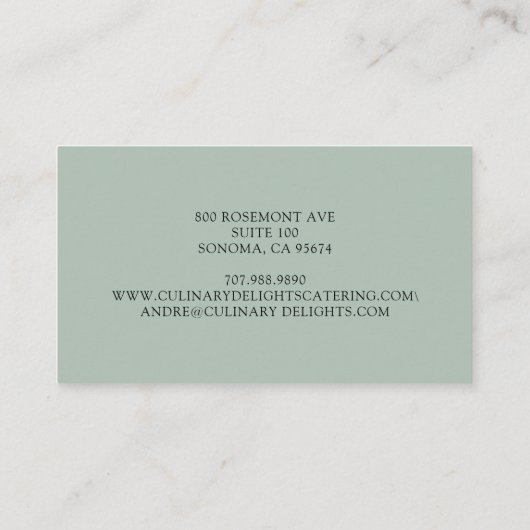 Elegante Waterverf Cook's Table Chef Cateraar Visitekaartje (Achterkant)