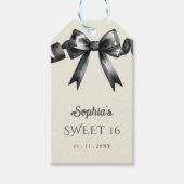 Elegante Waterverf Coquette Black Bow Sweet 16 Cadeaulabel (Voorkant)