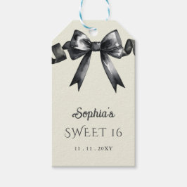 Elegante Waterverf Coquette Black Bow Sweet 16 Cadeaulabel