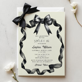 Elegante Waterverf Coquette Black Bow Sweet 16 Kaart