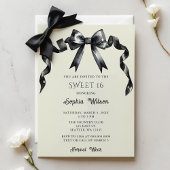 Elegante Waterverf Coquette Black Bow Sweet 16 Kaart