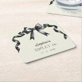 Elegante Waterverf Coquette Black Bow Sweet 16 Kartonnen Onderzetters (Schuin)