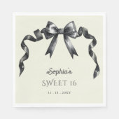 Elegante Waterverf Coquette Black Bow Sweet 16 Servet (Voorkant)