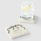 Elegante Waterverf Coquette Black Bow Sweet 16 Stenen Onderzetter (Zijkant)