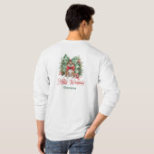 Elegante waterverf corgi met kerstboog t-shirt (Achterkant volledig)