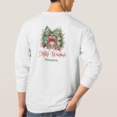Elegante waterverf corgi met kerstboog t-shirt (Achterkant)