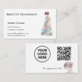 Elegante Waterverf Couture Bruidsmodeontwerper Visitekaartje (Voorkant / Achterkant)