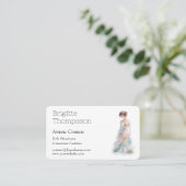 Elegante Waterverf Couture Bruidsmodeontwerper Visitekaartje (Staand voorkant)