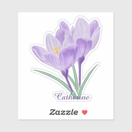 Elegante Waterverf Crocus Sticker (Vel)
