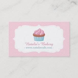 Elegante Waterverf Cupcake Patisserie Roze Visitekaartje