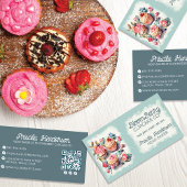 Elegante Waterverf Cupcake Retro Floral Visitekaartje