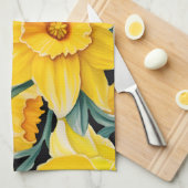 Elegante Waterverf Daffodil Theedoek (Quarter Fold)