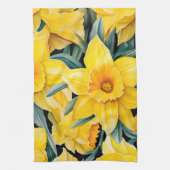 Elegante Waterverf Daffodil Theedoek (Verticaal)