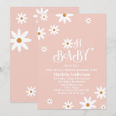 Elegante Waterverf Daisy Baby in Bloom Baby Showe Kaart (Voorkant / Achterkant)