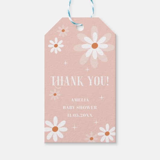 Elegante Waterverf Daisy Flowers Baby in Bloom Bab Cadeaulabel (Voorkant)