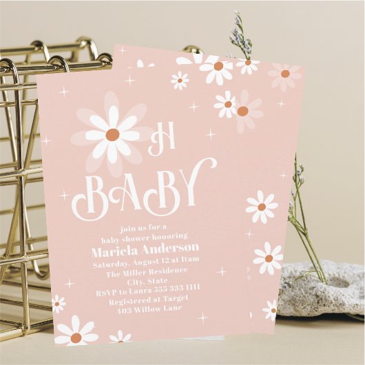 Elegante Waterverf Daisy Oh Baby Baby shower Kaart