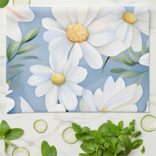Elegante Waterverf Daisy Theedoek (Gevouwen)