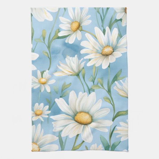 Elegante Waterverf Daisy Theedoek (Verticaal)