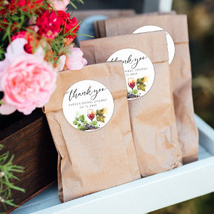 Elegante waterverf Dank je wijnproeverij  Ronde Sticker