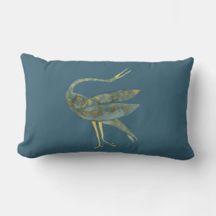 Elegante waterverf dansende kraan vogelleisteen bl kussen