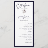 Elegante waterverf dark navy kaligrafie ceremonie programmakaart (Voorkant)