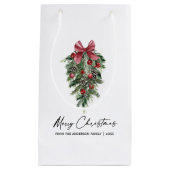 Elegante waterverf dennen calligrafie inkt Kerstmi Klein Cadeauzakje (Voorkant)