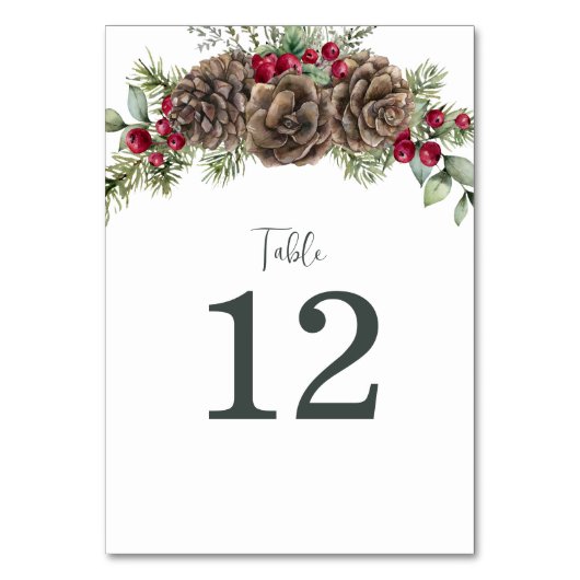 Elegante Waterverf dennen kegels kerst bruiloft Kaart (Voorkant)