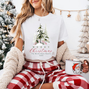 Elegante Waterverf Dennenbomen Op Maat Gemaakte Ke T-shirt
