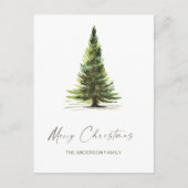 Elegante Waterverf dennenboom kerstgroet Briefkaart (Voorkant)